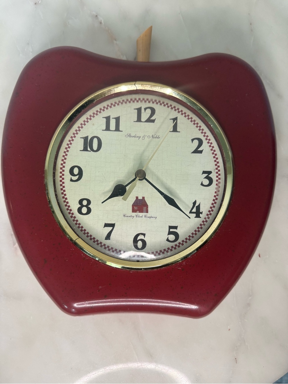 Vintage Country Clock Co Apple Wall Clock Farmhouse Kitchen Decor Sterling Noble